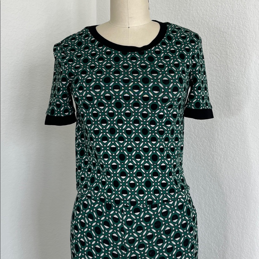 Zara Jacquard Geometric Print 70s Trousers Set Knit Top Outfit - Picture 3 of 11